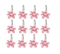 SUQ I OME Shower Curtain Hooks,12PCS Pink Small Flower Resin Shower Curtain Hooks Rings for Bathroom Baby Room