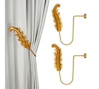 SUQ I OME Simple U-Shaped Curtain Hook Metal Curtain Holders European Style Large Wall Hook Curtain Hooks (Golden)