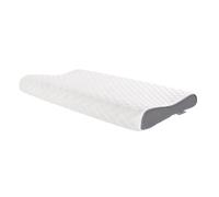 SUQ I OME Slim Sleeper-Ultra Thin Memory Foam Pillow for Sleeping,Thin & Low Cervical Profile for Neck Pain,Stomacher Sleeper, Firm 23.6x13.7x2.4/1.9 inch,Grey+White