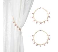 SUQ I OME White Beaded Curtain tiebacks with Conch Pearl Decorations for Your Curtains (Pink Starfish)
