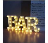 SUQ LED Marquee Letters Lights, BAR Signs, Letter Lamp, Illuminated Bar Sign, Battery Powered, Letters Night Light, Light Up Letters Decoration, Industrial Style, for BAR Pub Home Party Wedding Wall