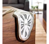 SUQ Melting Clock, Surrealistic Table Shelf Decorative Dali Clock, Silent Creative Roman Numeral Idea Gift for Home Office Desks
