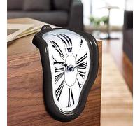 SUQ Melting Clock, Watch Melted Surrealistic Table Shelf Desk Fashion Decorative Dali Silent Creative Roman numeral Idea Gift, for Home Office Desks, Black, 12*18*15