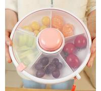 SUQ Snack Spinner Kids Container, Pink, Kids Snack Spinner Bundle with Hand Strap, Snack Box for Kids, Serving Platter, Reusable Snack Container with 5 Compartment Dispenser, Organizer Storage Boxes
