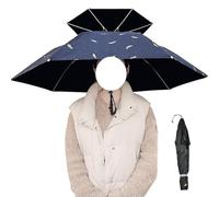 SUQ Windproof Head Umbrella Hat, Sunscreen Fishing Umbrella, 95cm Headwear Umbrellas Head Hats, Outdoor Handfree, Protection Folding Umbrellas Hats for Golf, Fishing, Gardening (Black)