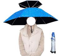 SUQ Windproof Head Umbrella Hat, Sunscreen Fishing Umbrella, 95cm Headwear Umbrellas Head Hats, Outdoor Handfree, Protection Folding Umbrellas Hats for Golf, Fishing, Gardening (Blue)