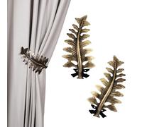 SUQIOME 1 Pair European Big Leaf Metal Curtain Holdback Curtain Tiebacks Holdbacks Decorative Wall Hooks Hanger for Drapes Linen Holder Window Treatment Hardware (Bronze)