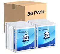 SUQJOY Durable 3 Ring Binders 0.5 Inch 36 Pack Bulk, Clear View Binders Bulk Three Ring Binders PVC Free, Fit for 8.5x11 inches for School or Office Supplie(White
