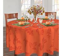 SuQKXCo Fall Tablecloth Round 60 Inch Autumn Maple Leaf Thanksgiving Orange Table Cover Waterproof Wipeable Table Cloth for Kitchen/Home Decoration