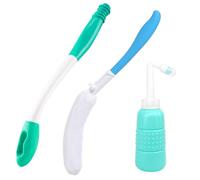 SuQurtom 3-Piece Toilet Aids Set for Wiping, Long Handle Butt Wiper for Elderly & Disabled Care, Hygiene Wiping Tools with Bidet Brush & Travel Accessories, Safe Bottom Cleaner for Pregnant Users