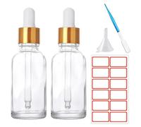 SuQurtom Clear Glass Dropper Bottles 30ml - 2pcs Leak-Proof Essential Oil Bottles with Pipette Travel-Sized Containers for Aromatherapy, Massage Oils, Perfumes, Labs & DIY Liquids