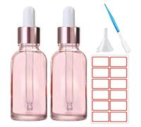SuQurtom Pink Glass Dropper Bottles 30ml - 2pcs Leak-Proof Essential Oil Bottles with Pipette Travel-Sized Containers for Aromatherapy, Massage Oils, Perfumes, Labs & DIY Liquids