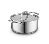 Sur La Table 24cm Casserole with Lid, Riveted Steel Handles, Induction Compatible, Oven Safe Up To 220°C, Stainless Steel, SLT900228