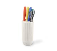 Sur La Table 5 Piece Stainless Steel Knife Set with Block, Includes a 7" Cleaver, 8" Chef’s, 6.5" Santoku and 5" Utility Knives with Scissors, Colour Me Happy Range, Assorted Colours