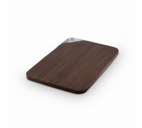 SLT847102 Sur La Table Medium Rectangular Chopping Board, Serving Board, Acacia Wood, Brushed Nickel Handle, Walnut Colour