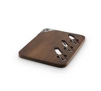 Sur La Table Core Rectangular Cheeseboard, 3 Stainless Steel Cheese Knives, Made from Strong Acacia Wood, Brushed Nickel Handle, Walnut Colour, SLT847109