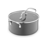 Sur La Table Hard Anodised 24cm Casserole, 10x Stronger Superior Ceramic Non-Stick Coating, Tempered Glass Lid, Induction Compatible, Grey