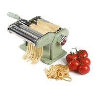 Sur La Table Kitchen Essential Pasta La Vista Manual Pasta Maker Machine Noodle Maker w/Rollers & Cutters - Spaghetti, Fettuccini, Lasagna or Dumpling Skin - Stainless Steel/Juniper Green
