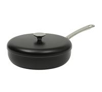 Sur La Table Kitchen Essentials Potluck Porch 4.5 Quart Sauté Pan, Deep Frying Pan Skillet w/Lid Aluminum PFA Free Ceramic Cookware Chef's Pan, Omelet Pan - Induction - Black