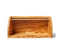 Sur La Table Olivewood Bread Box - 14.2" Countertop Bread Storage with Clear Lid & Handle, Crafted from Natural Hardwood with Unique Grain, Keeps Baked Goods Fresher Longer