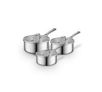 Sur La Table Ply 3 Piece Saucepan Set w/ Tempered Glass Lids, Satin Interior Finish, 16cm/18cm/20cm Saucepans, Induction Compatible, Stainless Steel Sur La Table Grey