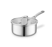 Sur La Table Tri-Ply 16cm Saucepan with Tempered Glass Lid, Satin Interior Finish, Induction Compatible, Stainless Steel, SLT900231