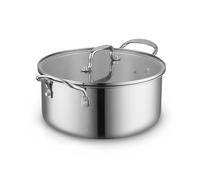 Sur La Table Tri-Ply 24cm Casserole with Tempered Glass Lid, Satin Interior Finish, Inner Capacity Markings, Induction Compatible, Stainless Steel