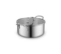 Sur La Table Tri Ply 24cm Casserole with Tempered Glass Lid, Satin Interior Finish, Inner Capacity Markings, Induction Compatible, Stainless Steel Sur La Table Grey