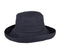 sur la tête Lily Linen-Cotton Packable Sun Hat - Navy Blue L