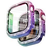 Surace 45mm Case Compatible with Apple Watch Series 9 Series 8 Series 7 Case with Screen Protector, Bling Diamond Overall Protective Case Compatible with Apple Watch Series 7 & 8 & 9 45mm, Rainbow
