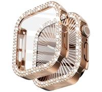 Surace Bling Apple Watch Case with Screen Protector Compatible with Apple Watch Series 11 Series 10 42mm, Crystal Diamond Overall Protective Case Face Cover Bumper 42mm, Rose Gold