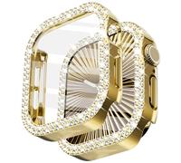 Surace Bling Apple Watch Case with Screen Protector Compatible with Apple Watch Series 11 Series 10 42mm, Crystal Diamond Overall Protective Case Face Cover Bumper 42mm, Gold