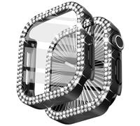 Surace Bling Case with Screen Protector for Apple Watch Series 11/10 42mm | Crystals Diamond Protective Face Cover Bumper with Tempered Glass Apple Watch Case, Sensitive Touch, Black