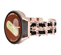 Surace Compatible for Samsung Galaxy Watch 7 Band, Women Bracelet for Galaxy Watch 7/FE/6/5/4 40mm 44mm, Galaxy Watch 6 Classic 43mm 47mm Galaxy Watch Active 2 Bands, Rose Gold Link with Black Leather