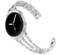 Surace Compatible with Samsung Galaxy Watch 8 Band 40mm 44mm, Galaxy Watch 8 Classic 46mm for Women, No Gap Metal Band Bling Diamond Rhinestone Link Bracelet for Galaxy Watch 8, Silver