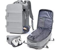 suradar Ryanair Vacuum Backpack Travel Bag with Integrated Pump Grey | Compression Vacpack Travel Backpack 40x30x20 for Women Men Ryanair Cabin Bags 40x30x20 Underseat for Vueling Wizz Air
