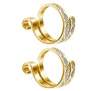 Surakey 2 Pcs Adjustable Knitting Loop Crochet Loop Knitting Accessories, Hand-Made Silver-Plated Copper Rings, Faster Crocheting Ring, Yarn Guide Finger Holder Thimble (Golden)