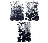 Surakey 3 Packs Black Pressed Dried Flowers for Resin Molds, Real Natural Flowers Leave for DIY Crafts, Jewelry, Candle, Soap Making Gifts, Black Dry Flower Embossed Ink Pressed Flowers Set Style 12
