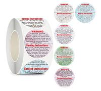 Surakey 500 PCS Candle Warning Labels Stickers Candle Safety Sticker 1.5 Inch Circles Jar Container Labels Waterproof Safety Labels Sticker Decal Supplies - for DIY Candle Jars - Colorful Type 1