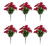 Surakey Artificial Morning Glory Eucalyptus Leaves Faux Morning Glory Branches with Eucalyptus Leaves for Flower Arrangement Vase Decoration (6PCS Red)