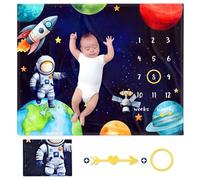 Surakey Baby Monthly Milestone Blanket for Girl or Boy | Large Blanket for Newborn with Photography Props | 50" x 40", Type 4