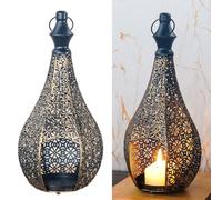 Surakey Black Moroccan Iron Cutout Candle Holder Lantern Lamp Decorative for Ramadan Mubarak Decorations, Hanging, Outdoor Patio or Porch, Indoor Home Decor, Weddings,Gold