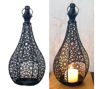 Surakey Black Moroccan Iron Cutout Candle Holder Lantern Lamp Decorative for Ramadan Mubarak Decorations, Hanging, Outdoor Patio or Porch, Indoor Home Decor, Weddings,Black
