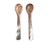 Surakey Caviar Spoons Mother of Pearl Caviar Spoons for Caviar, Egg, Ice Cream, Salt, Coffee Serving, Restaurant Serving Set, 2PCS Shell Spoon Caviar Spoon Long Handle for Kitchen (Coffee)
