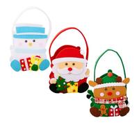 Surakey Christmas Candy Bag Santa Claus with Handle Tote Treat Bag Snowman Portable Candy Container Non Woven Fabric Xmas Reindeer for Festive Goodies Cookies Party Favor Supplies 3PCS