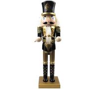 Surakey Christmas Nutcracker - Wooden Black Gold Nutcracker Decorative - Christmas Themed Holiday Nut Cracker Doll Figure - 15" Creative Home Decor Living Room Retro Soldier Ornaments, Type 6