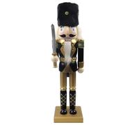 Surakey Christmas Nutcracker - Wooden Black Gold Nutcracker Decorative - Christmas Themed Holiday Nut Cracker Doll Figure - 15" Creative Home Decor Living Room Retro Soldier Ornaments, Type 2