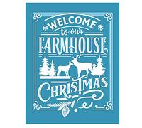 Surakey Christmas Stencils,Reusable Self-Adhesive Silk Screen Printing Stencil Washable Mesh Transfers for Painting on Wood Xmas DIY Making Home Decor,Canvas,Bags,t-Shirt, Furniture, Christmas Elk