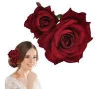 Surakey Claret Rose Hair Clip Flower Hairpin Rose Brooch Floral Clips, Woman Hair Clips Mexican Hair Flowers Pin up Headpieces