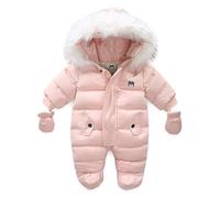 Surakey Cute Baby Boys Snowsuit New Born baby girls Winter Coat Toddler Clothes Infant Bodysuit with Gloves Thickened Warmth